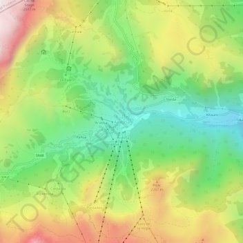 Topografisk kort Arabba, højde, terræn