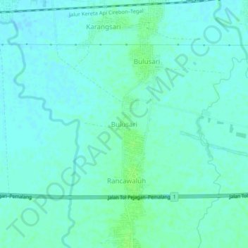 Topografisk kort Bulusari, højde, terræn