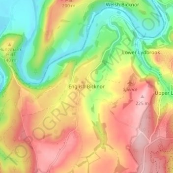 Topografisk kort English Bicknor, højde, terræn