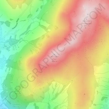 Topografisk kort Wansfell Pike, højde, terræn