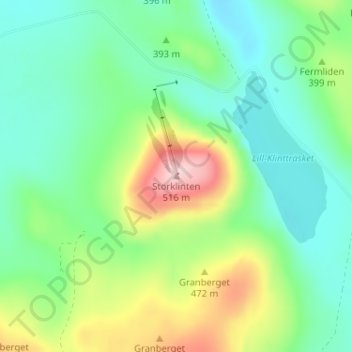 Topografisk kort Storklinten, højde, terræn
