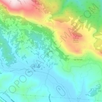 Topografisk kort Gallo, højde, terræn