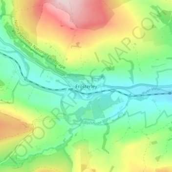 Topografisk kort Frosterley, højde, terræn