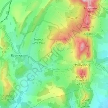 Topografisk kort Bronsil, højde, terræn
