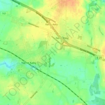 Topografisk kort Aabylund, højde, terræn