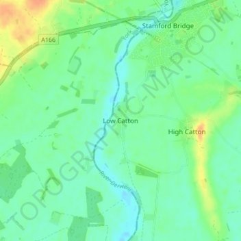 Topografisk kort Low Catton, højde, terræn