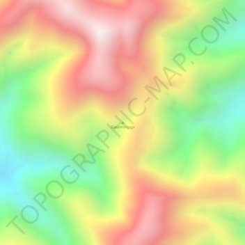 Topografisk kort Gwamongga, højde, terræn