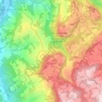 Topografisk kort Castellino delle formiche, højde, terræn