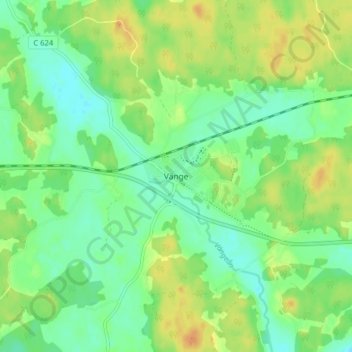 Topografisk kort Vänge, højde, terræn