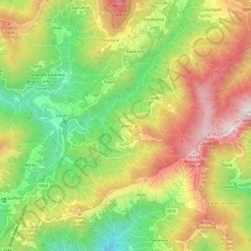 Topografisk kort Cavorsi, højde, terræn
