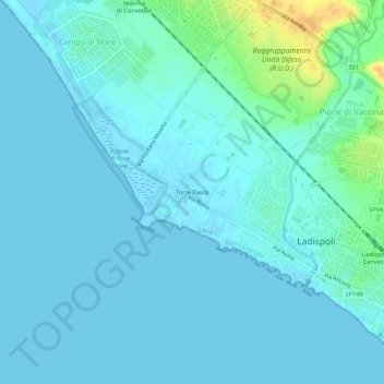 Topografisk kort Torre Flavia, højde, terræn