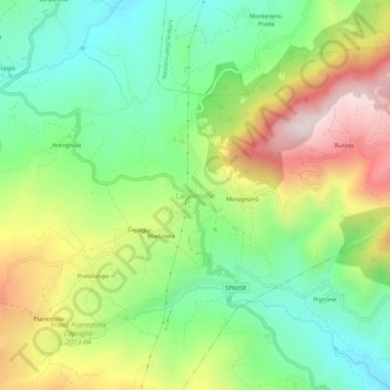 Topografisk kort Lagrimone, højde, terræn