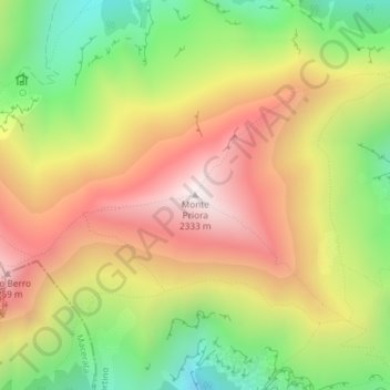 Topografisk kort Monte Priora, højde, terræn