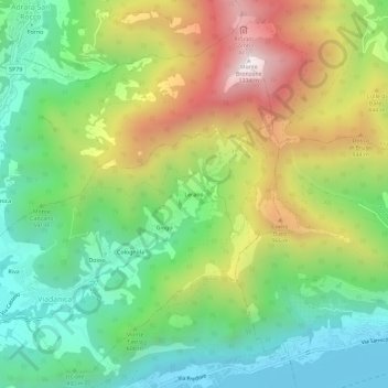 Topografisk kort Lerano, højde, terræn