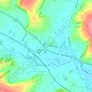 Topografisk kort Codford St Peter, højde, terræn