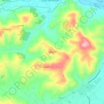 Topografisk kort Magliano, højde, terræn