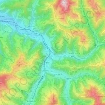 Topografisk kort Steg, højde, terræn