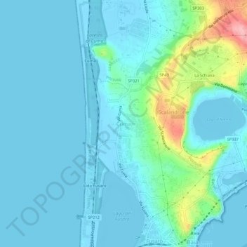 Topografisk kort Cuma, højde, terræn