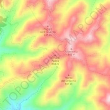Topografisk kort Cima di Piazza, højde, terræn