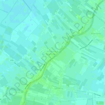 Topografisk kort Villanova di Bagnacavallo, højde, terræn