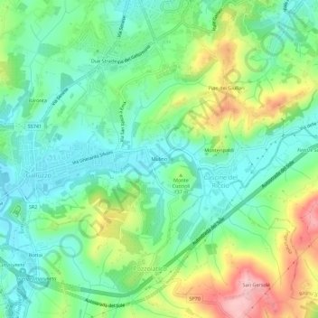 Topografisk kort Mulino, højde, terræn