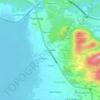Topografisk kort Gumuksari, højde, terræn