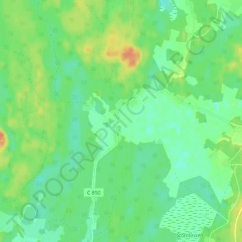 Topografisk kort Rödmossa, højde, terræn