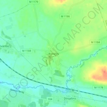 Topografisk kort Annelöv, højde, terræn