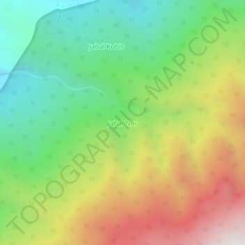 Topografisk kort Jabal Nur, højde, terræn