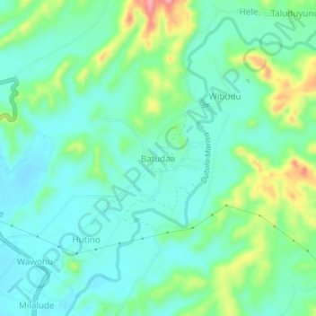 Topografisk kort Batudaa, højde, terræn