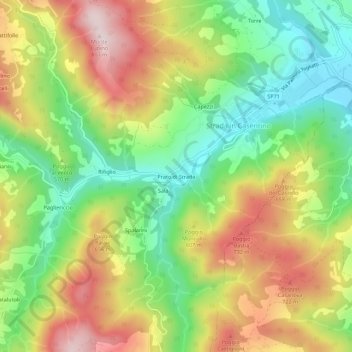 Topografisk kort Prato di Strada, højde, terræn