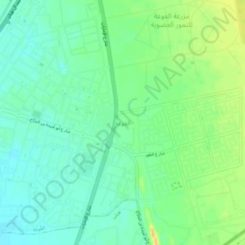Topografisk kort Al Fou'ah, højde, terræn