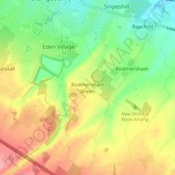 Topografisk kort Rodmersham Green, højde, terræn