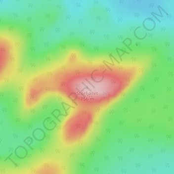 Topografisk kort Storfjället, højde, terræn