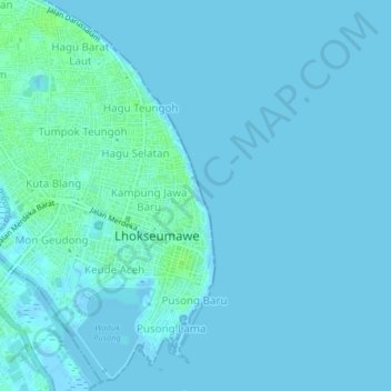 Topografisk kort Kampung Jawa Lama, højde, terræn