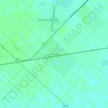 Topografisk kort Cucha Cucha, højde, terræn