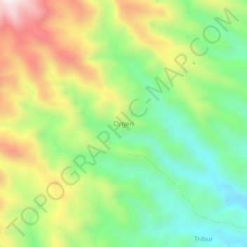 Topografisk kort Orgen, højde, terræn