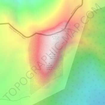 Topografisk kort Pico da Neblina, højde, terræn