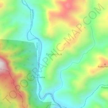 Topografisk kort Passembuk, højde, terræn