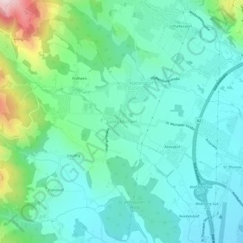 Topografisk kort Sankt Michael, højde, terræn