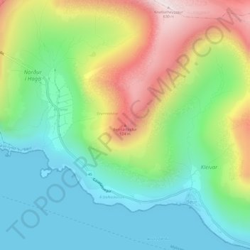 Topografisk kort Berinartindur, højde, terræn