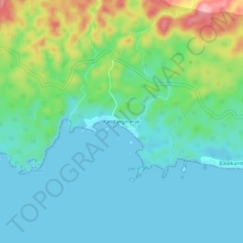 Topografisk kort Kandangmerak, højde, terræn