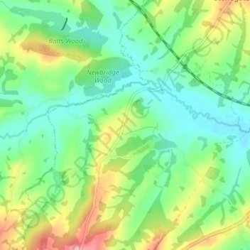 Topografisk kort Witherenden Hill, højde, terræn