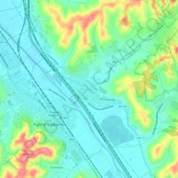 Topografisk kort Matassino, højde, terræn