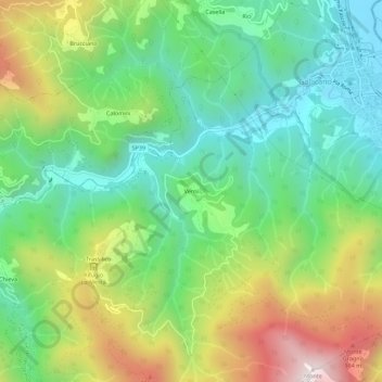 Topografisk kort Verni, højde, terræn