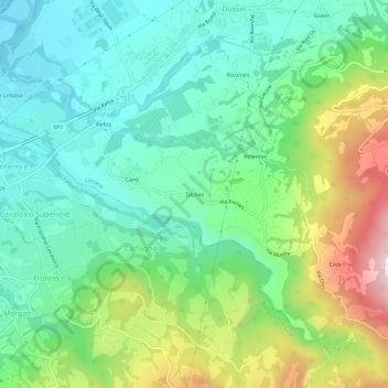 Topografisk kort Triches, højde, terræn