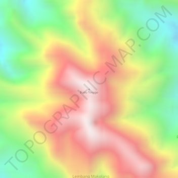 Topografisk kort Buttu Tonggo, højde, terræn