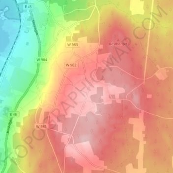 Topografisk kort Viborg, højde, terræn