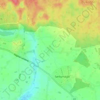 Topografisk kort Bøstrup, højde, terræn