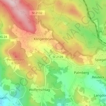 Topografisk kort Hauswald, højde, terræn